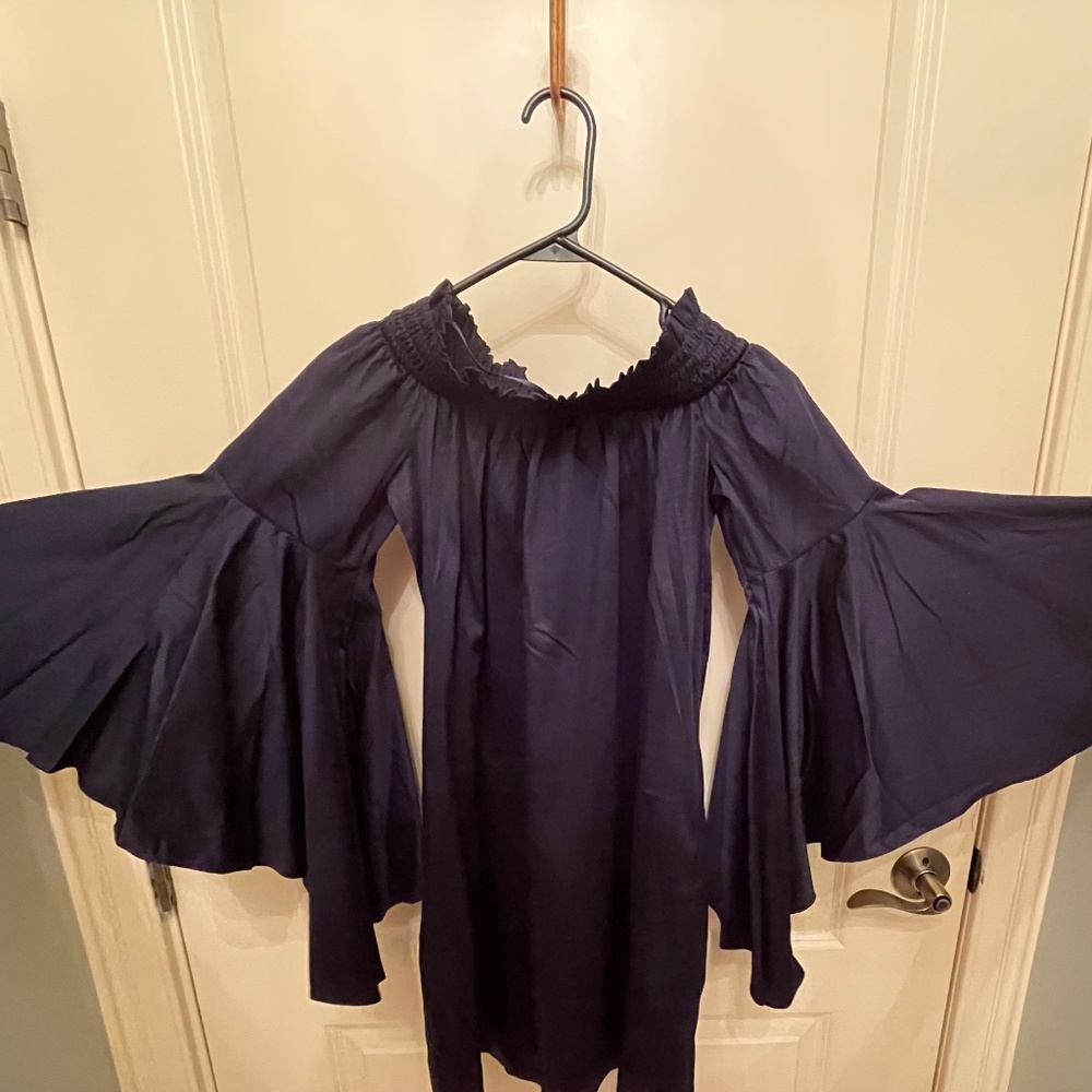 NY&C Navy Blue Off-Shoulder Dress XS